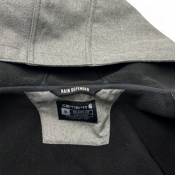 Carhartt Rain Defender Gray Fleece Lined 105022 Hooded Coat Jacket Men's XL - Picture 7 of 11